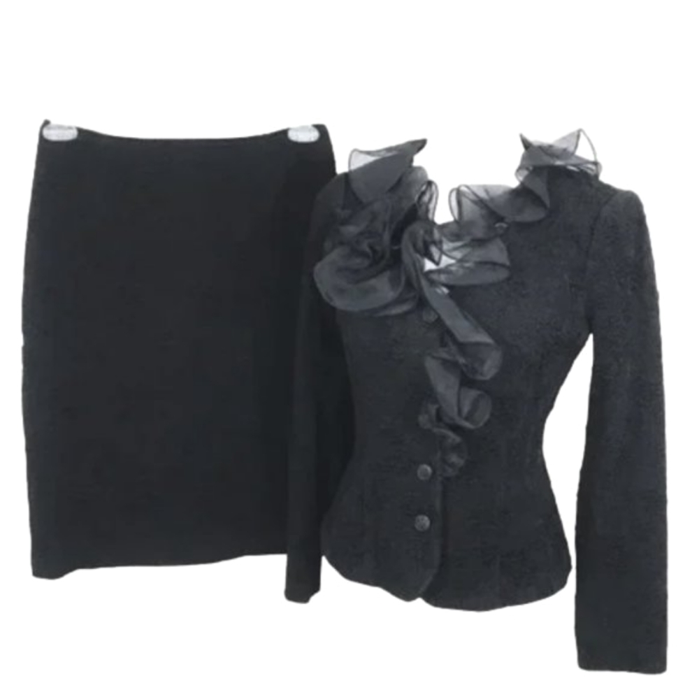 NEW Designer Skirt Suit Black 6